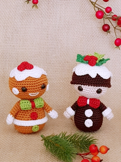 Weihnachtsleckereien: Lebkuchen, Zuckerstange &   Weihnachtspudding – Häkelanleitung