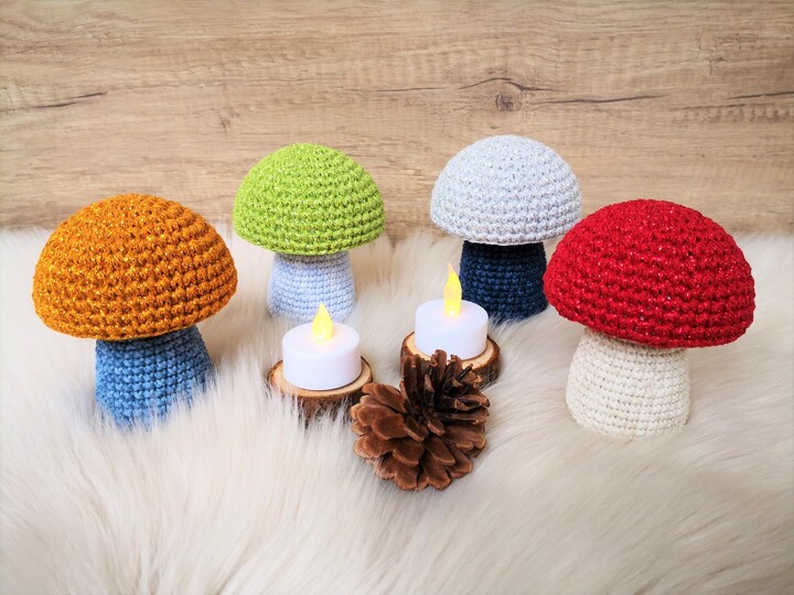 Glitzerpilze - Häkelanleitung