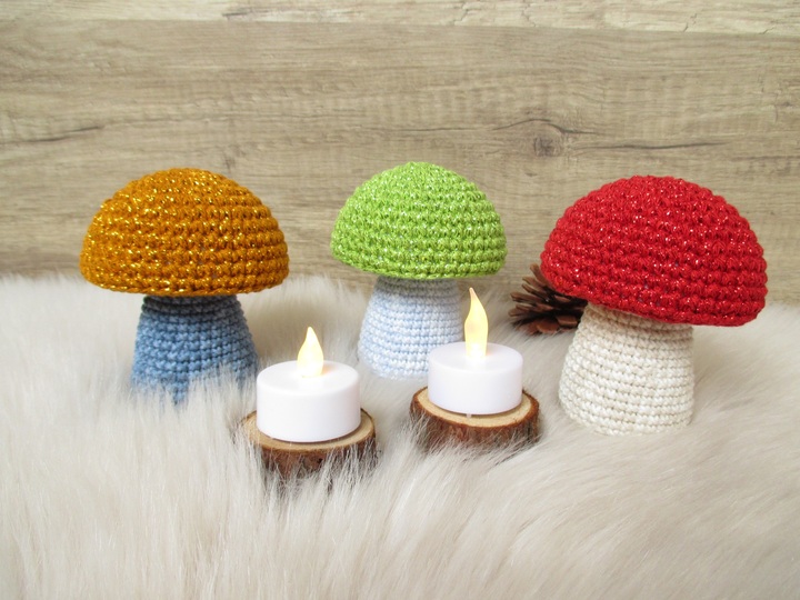 Glitzerpilze - Häkelanleitung