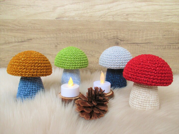 Glitzerpilze - Häkelanleitung