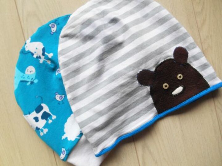 Nähanleitung + Schnittmuster: Kindermütze mit Bärenapplikation