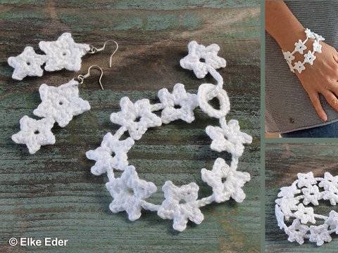 Schmuckset "Sternenzauber" - Ohrringe und Armband - Häkelanleitung