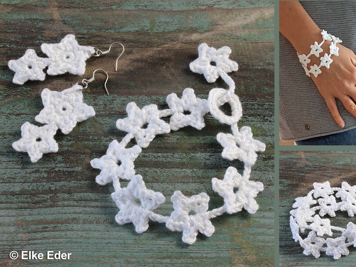 Schmuckset "Sternenzauber" - Ohrringe und Armband - Häkelanleitung
