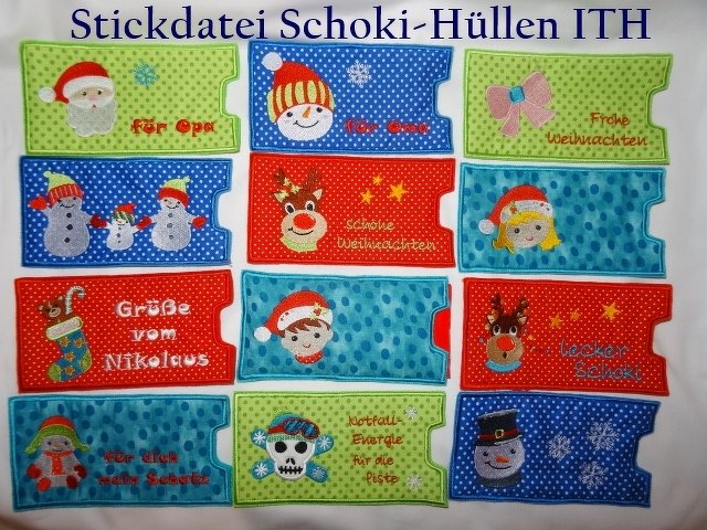 Schokoladen Verpackung Hülle lecker Schoki Weihnachten Stickdatei