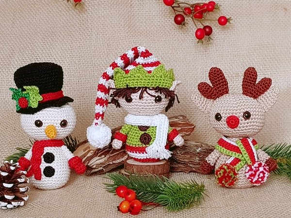 Spar-Set Weihnachtsfiguren – Amigurumi Häkelanleitungen