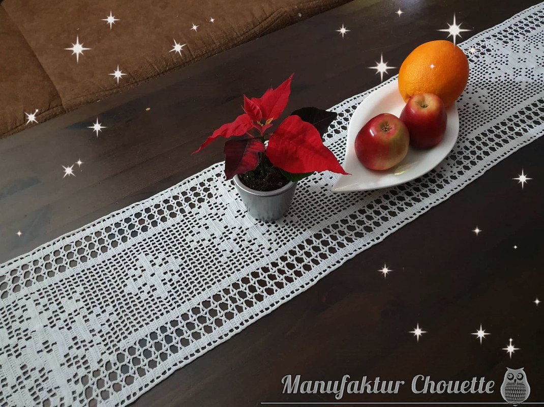 Tischband "Schneefall" - Winterkollektion (mit Rapport)