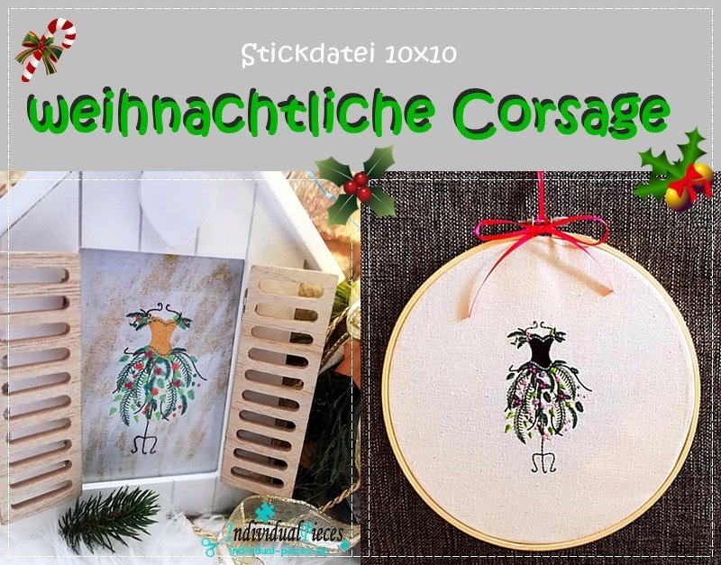 Stickdatei 10x10 weihnachtliche Corsage - Bild 2