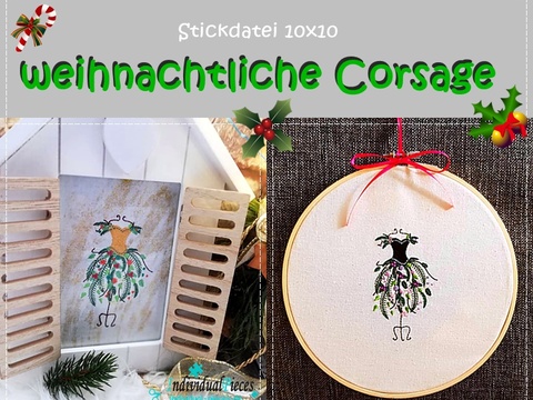 Stickdatei 10x10 weihnachtliche Corsage