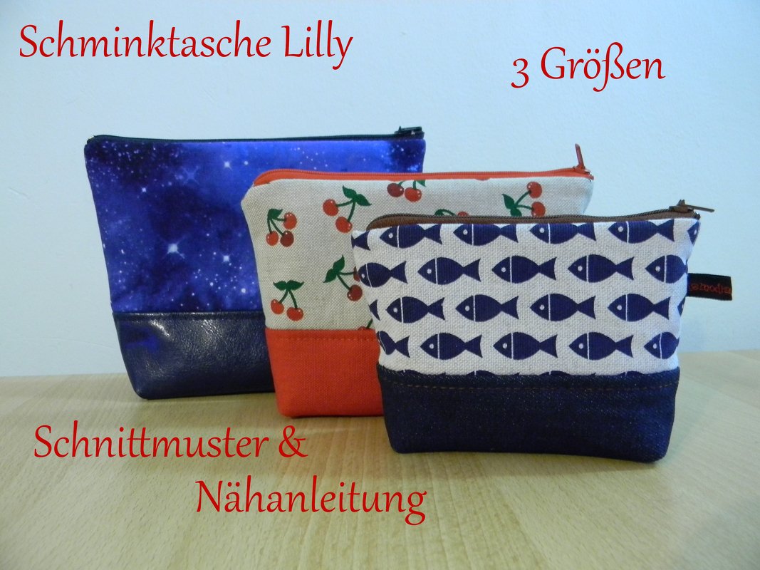 Schminktasche Lilly in 3Größen - Schnittmuster &amp; Nähanleitung