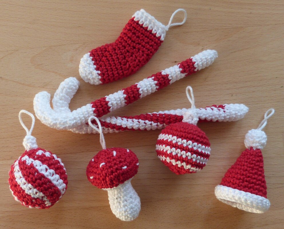 Häkelanleitung für Weihnachtsbaumanhänger, 6 Modelle, Geschenkanhänger