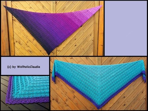 Häkelanleitung 2x Tuch "Wollholic" - Dreieckig und asymmetrisch