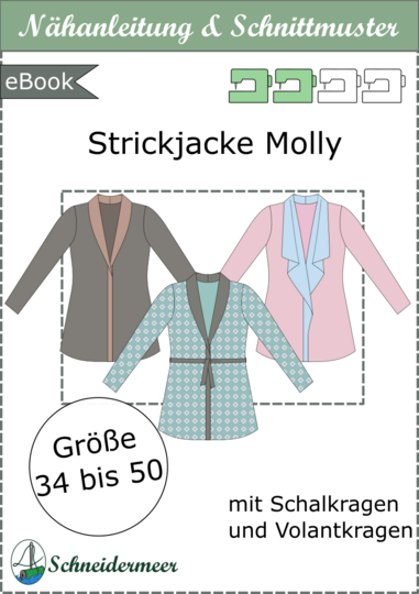 Molly – Strickjacke/Cardigan mit Schalkragen oder Volant (BU 80-116, A4+A0)