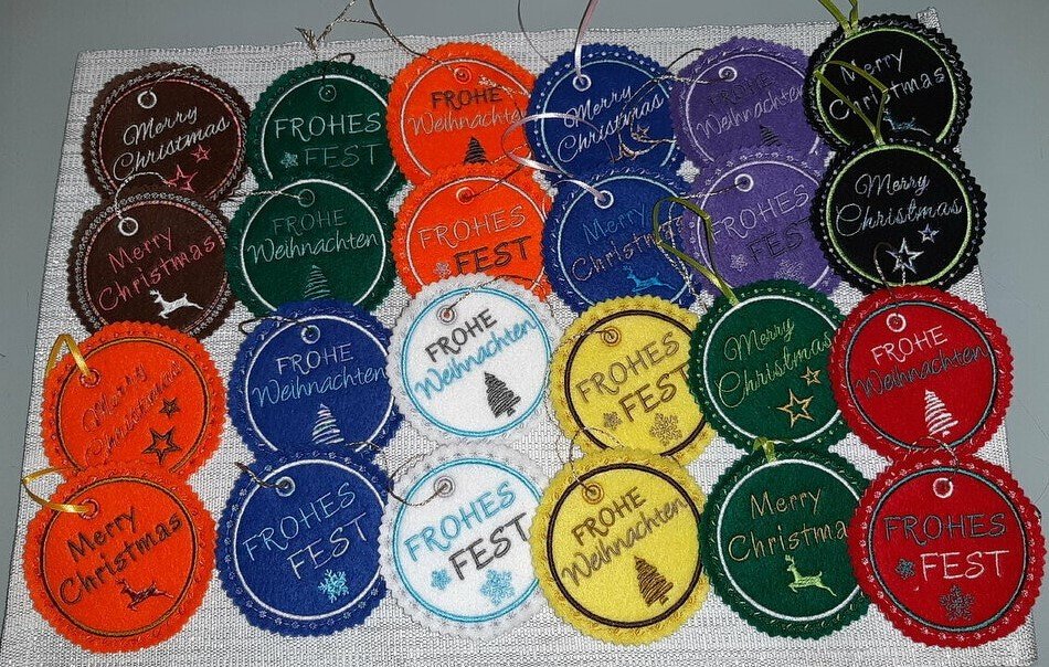 Stickdatei "Weihnachten - Anhänger Merry Christmas - Rentier" - Bild 2