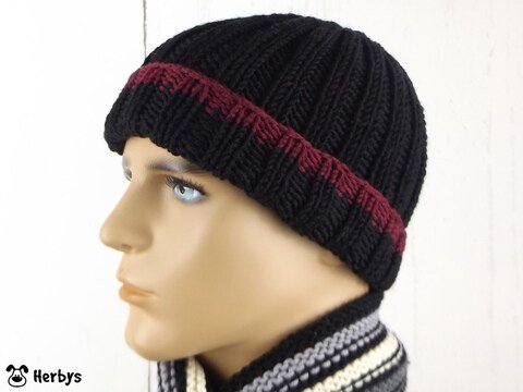Strickanleitung Herrenmütze " Feinripp"