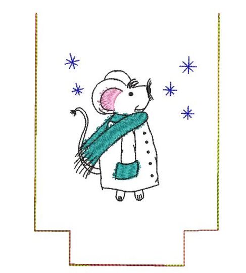 Stickdatei Wintermaus Redwork verschiedene Größen SET