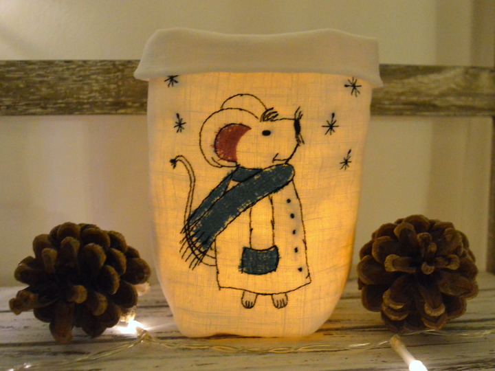 Stickdatei Wintermaus Redwork verschiedene Größen SET