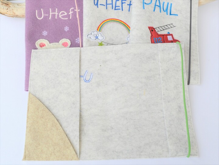 Nähanleitung U-Hefthülle Filz inkl. Stickdatei und Applikationsvorlage Pilz