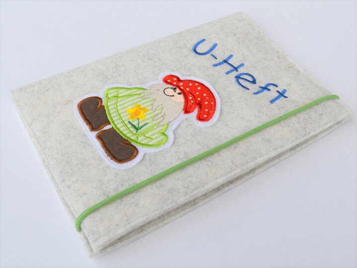 Nähanleitung U-Hefthülle Filz inkl. Stickdatei und Applikationsvorlage Pilz