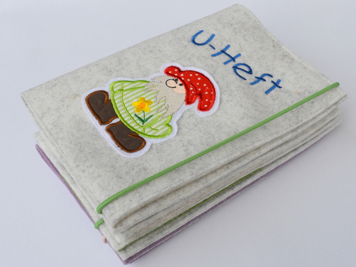 Nähanleitung U-Hefthülle Filz inkl. Stickdatei und Applikationsvorlage Pilz