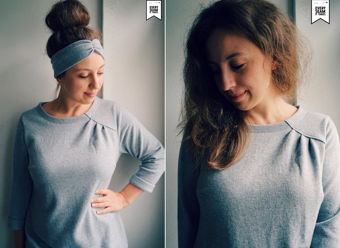 Agathe - Faltenpullover für Damen Gr. 34-50