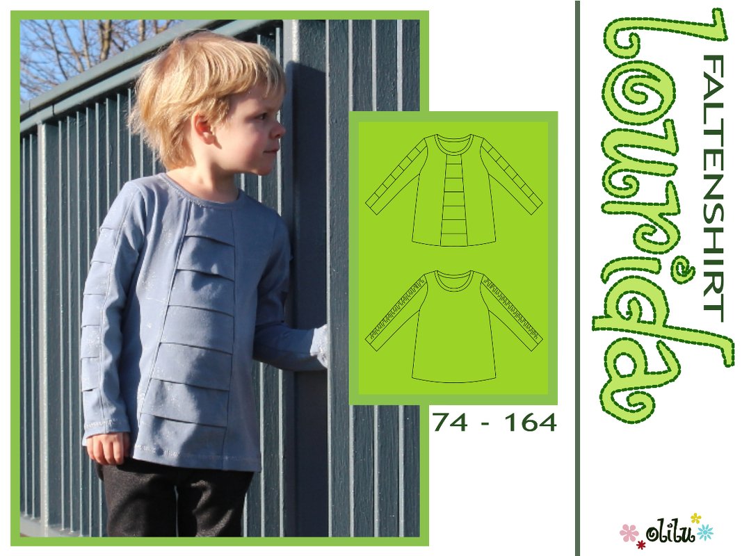 Faltenshirt Lourida 74-164 Schnittmuster Nähanleitung