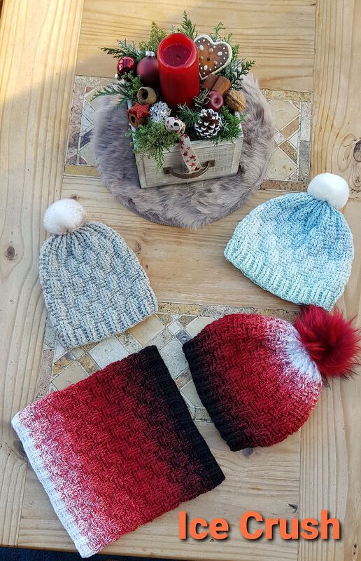 Wintersparset "Ice Crush" bestehend aus der Häkelanleitung für Mütze und Loop, unisex, individuell für alle Größen anpassbar; - Bild 9