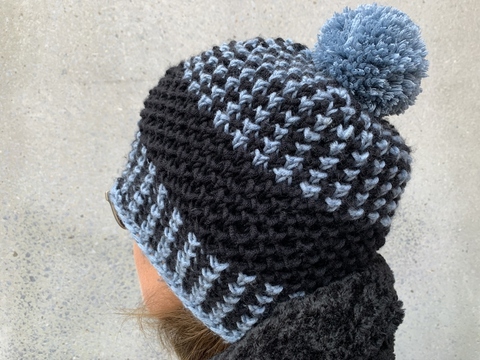 Mütze mit Hahnentrittmuster, Strickanleitung