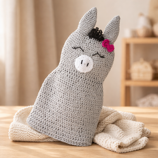 Häkelanleitung Knistertuch Esel, Schmusetuch häkeln