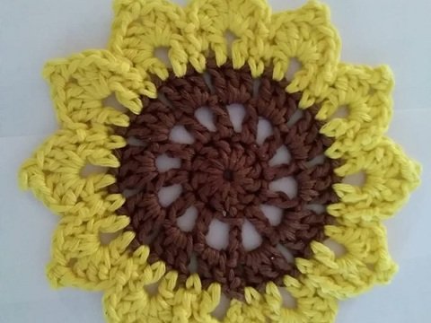 Häkelanleitung Untersetzer "Sonnenblume"