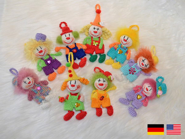 Keychain funny clown different variants carnival harlequin