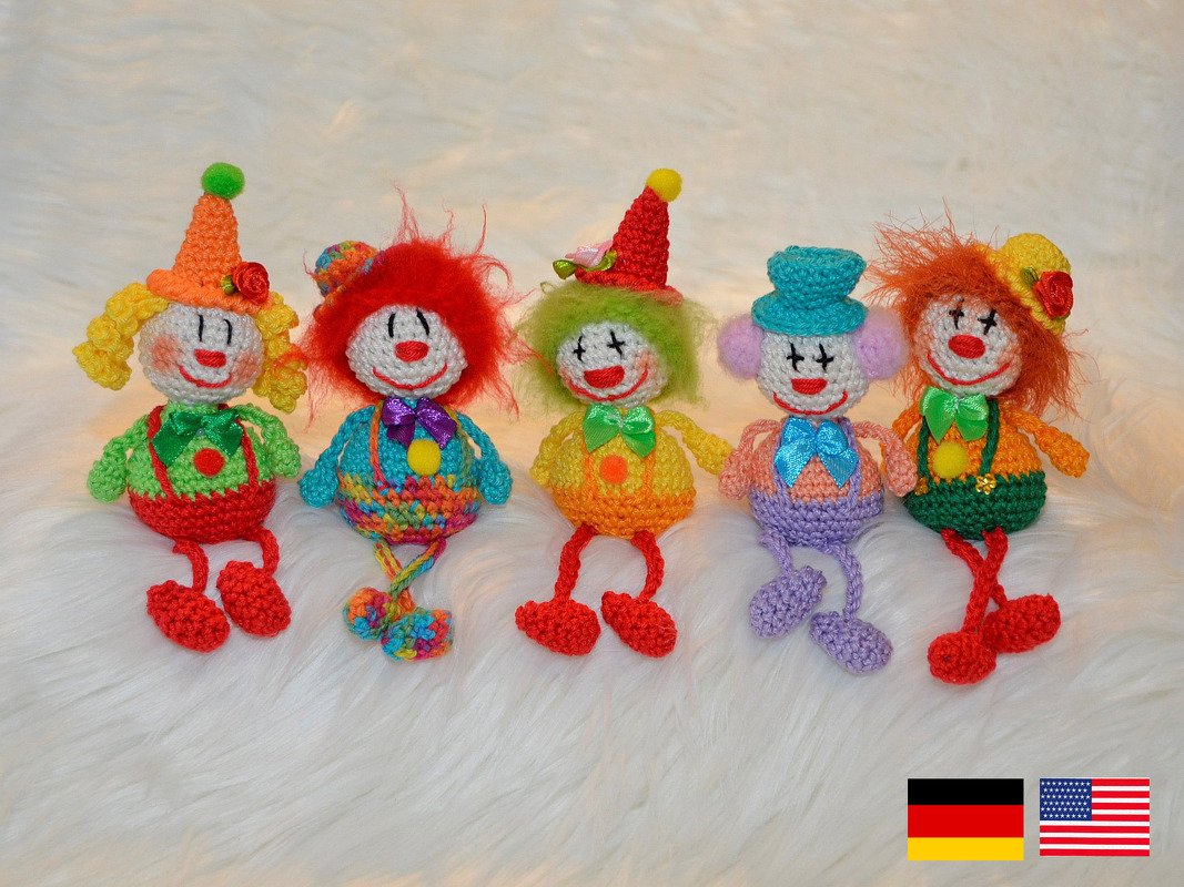 little sitting Clown several variants carneval funny present harlequin