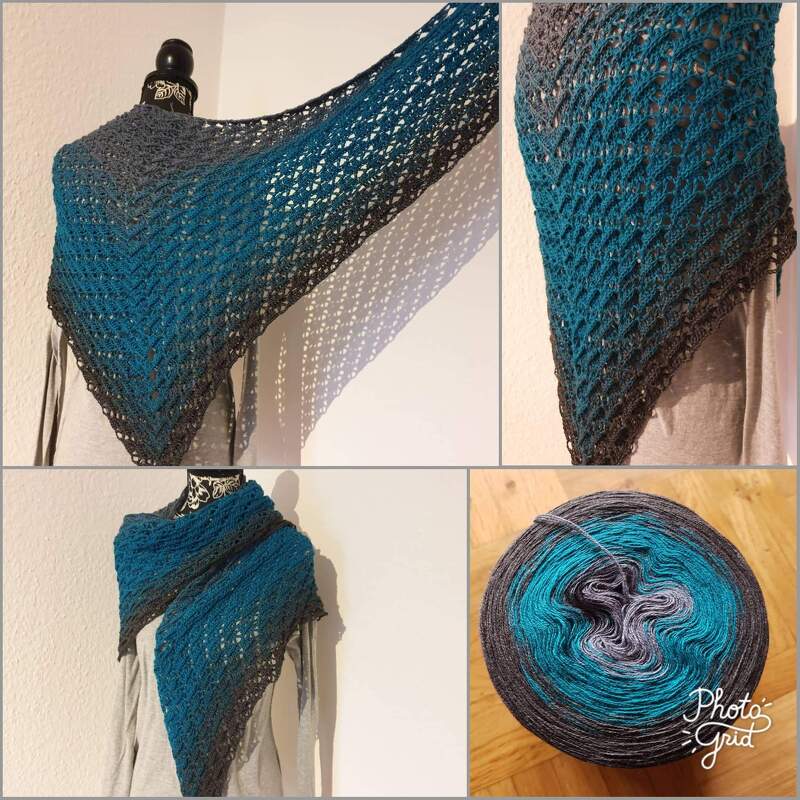 Stephanies Wunschtuch, kostenlose Häkelanleitung für flaches Dreiecktuch