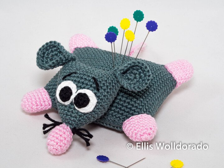 Nadelkissen platte Ratte, Häkelanleitung