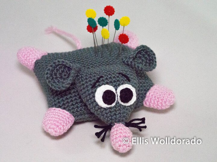 Nadelkissen platte Ratte, Häkelanleitung