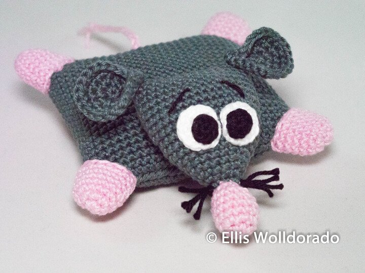 Nadelkissen platte Ratte, Häkelanleitung