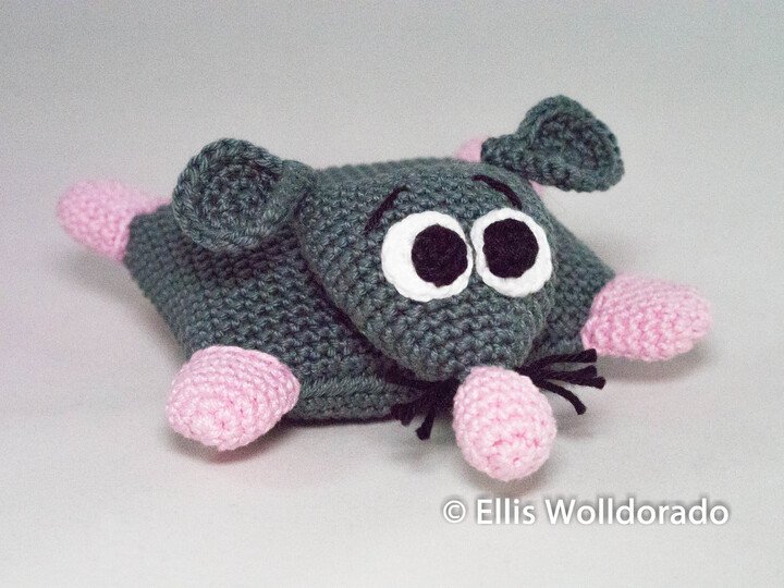 Nadelkissen platte Ratte, Häkelanleitung