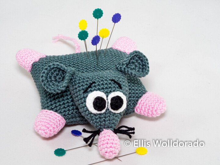 Nadelkissen platte Ratte, Häkelanleitung