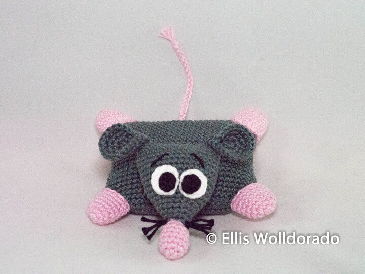 Nadelkissen platte Ratte, Häkelanleitung