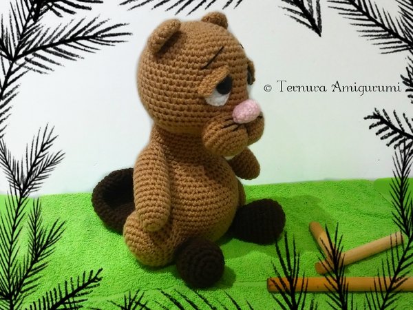 crochet pattern Sweet beaver stuffed animal PDF ternura amigurumi english- deutsch- dutch