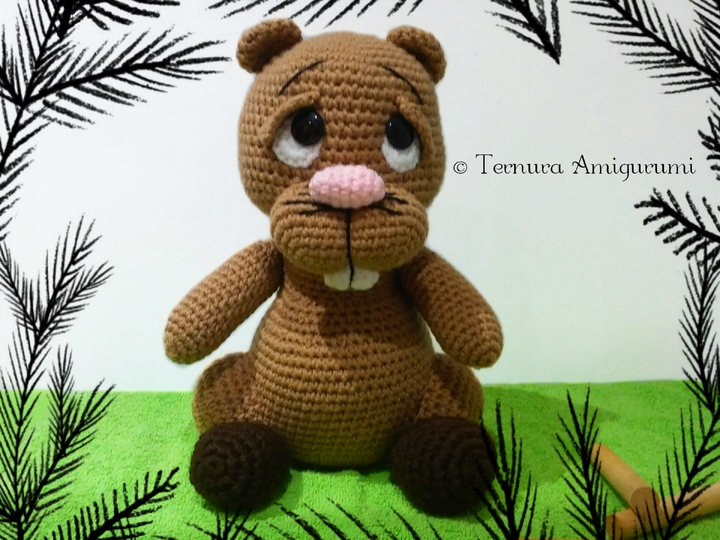 Häkelanleitung Süßer Biber Stofftier PDF ternura amigurumi english- deutsch- dutch