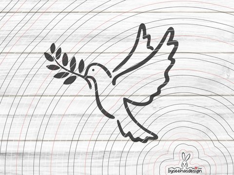Taube mit Zweig Plotterdatei SVG DXF