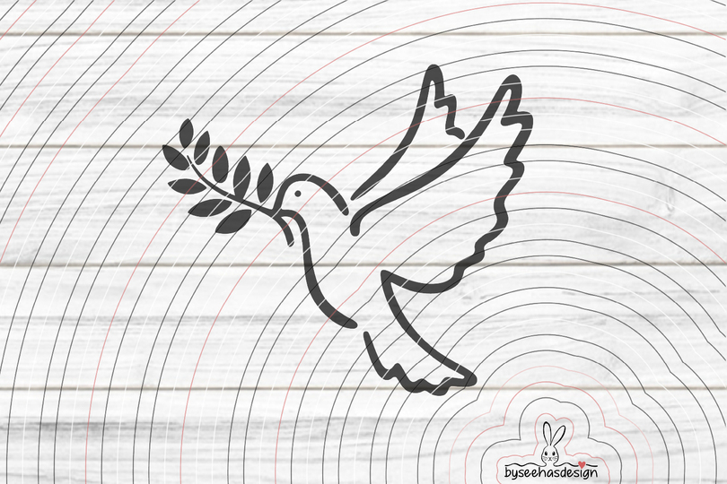 Taube mit Zweig Plotterdatei SVG DXF