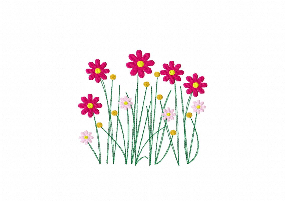 Stickdatei Blümchen in vier Größen