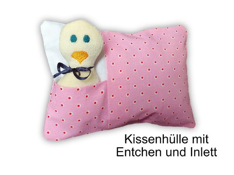 Stickdatei Kissenhülle ITH mit Entchen und Inlett - drei Größen 13x18, 16x26, 18x30