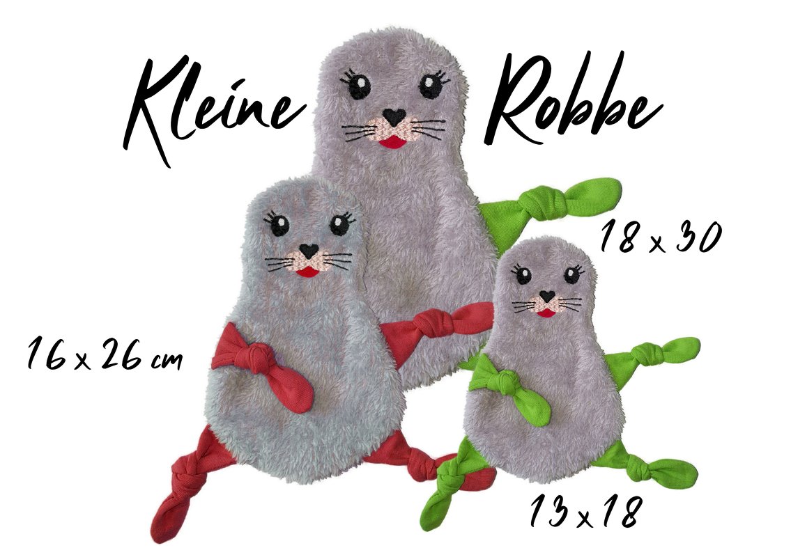 Stickdatei Kleine Robbe Kuscheltuch ITH in drei Größen
