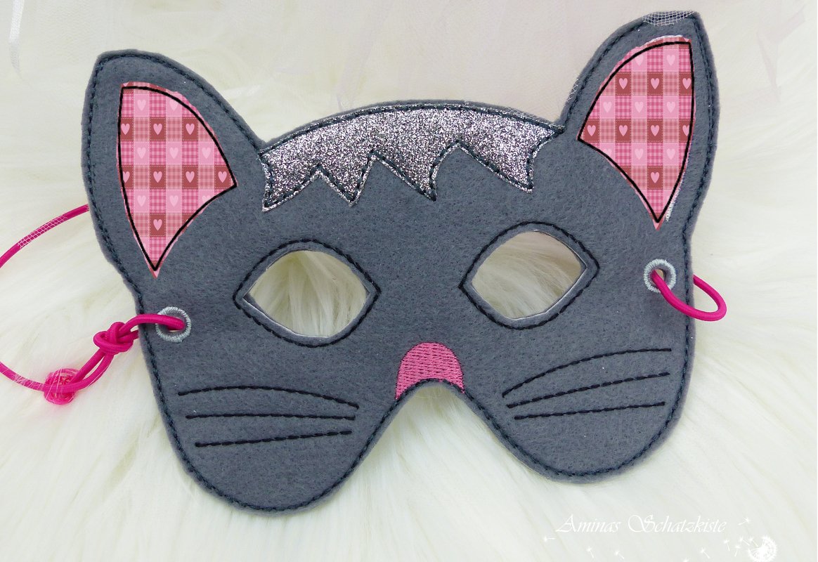 Stickdatei Maske Katze für den Rahmen ab 13 cm x 18 cm