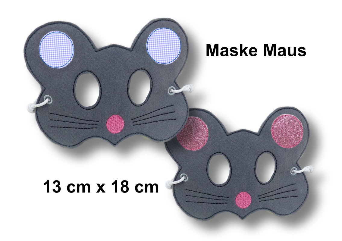 Stickdatei Maske Maus für den Rahmen ab 13 cm x 18 cm