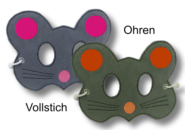 Stickdatei Maske Maus für den Rahmen ab 13 cm x 18 cm