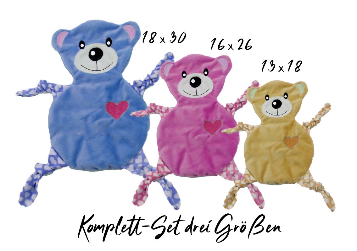Stickdatei Bär Kuscheltuch ITH in drei Größen