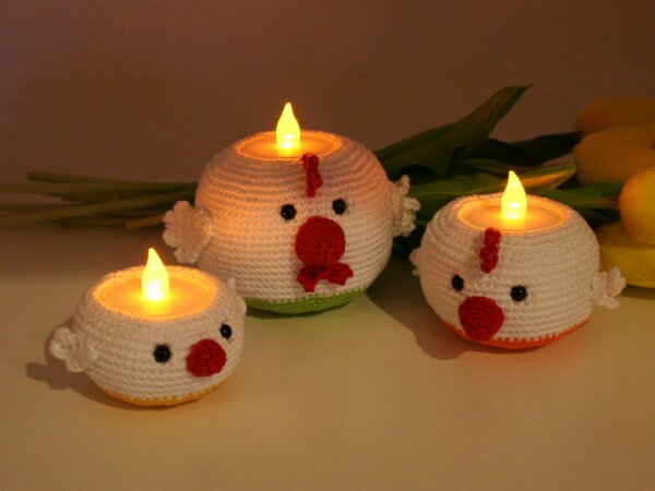 Tealight Holders - Chickens - Crochet Pattern